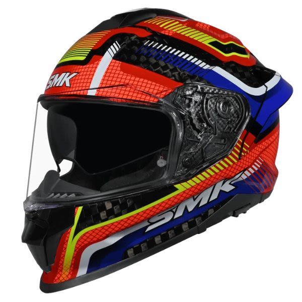 Casca integrala SMK TITAN CARBON RAZOR culoare albastru/galben/portocaliu