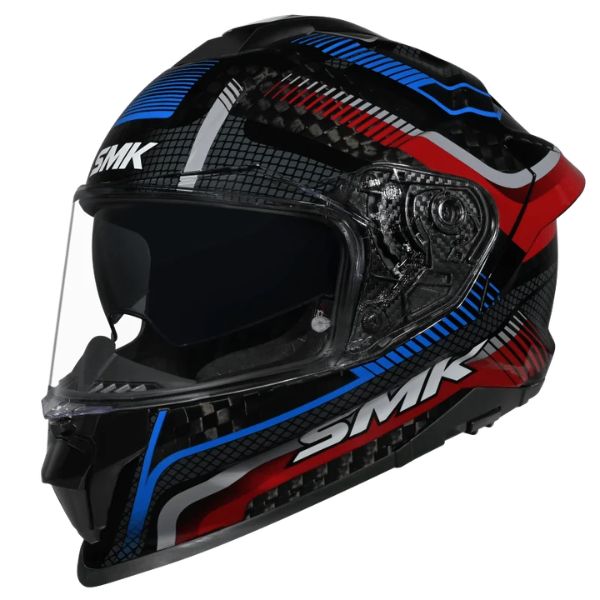 Casca integrala SMK TITAN CARBON RAZOR culoare albastru/negru/rosu